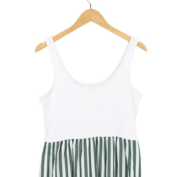 J.Crew Factory Striped Tiered Knit Mixy Midi Dress Green White Size Medium NWT - Picture 7 of 8